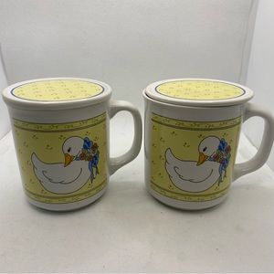 Vintage Giftco Country Goose Mug with Coaster Set Of 2